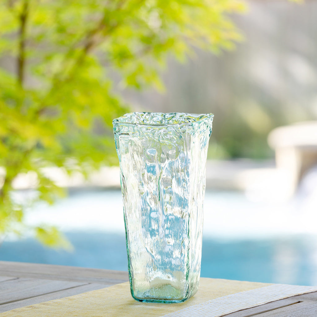 Oceana Organic Glass Square Vase - Bombay Mercantile