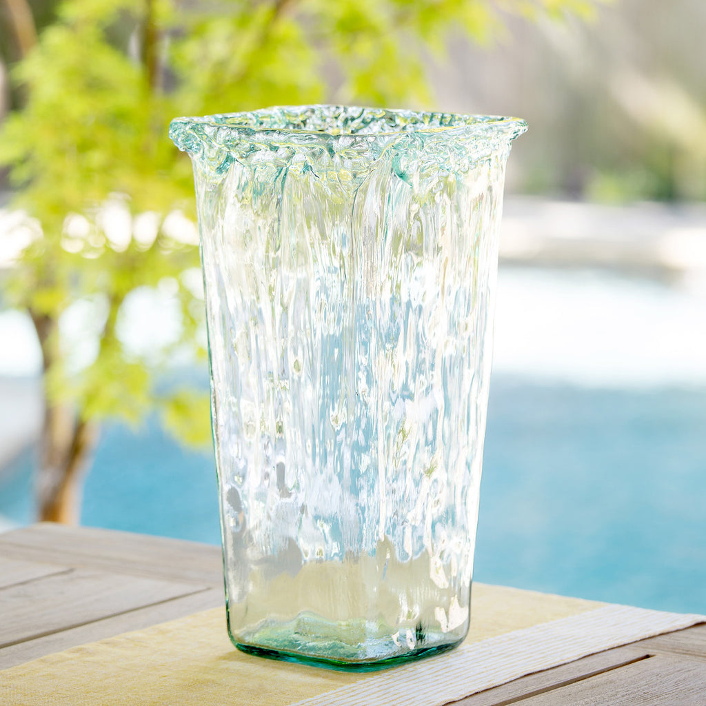 Oceana Organic Glass Square Vase - Bombay Mercantile