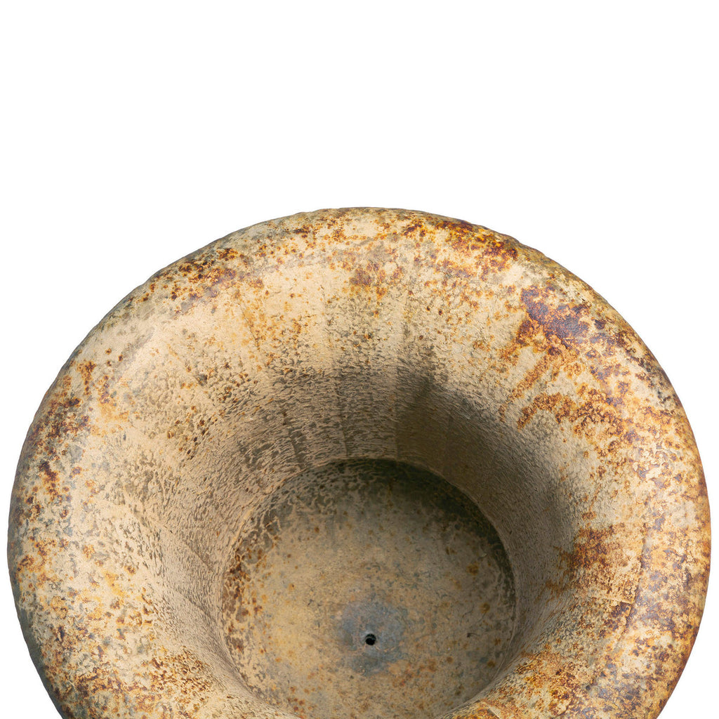 Fluted Metal Urn with Pedestal, 33" - Bombay Mercantile