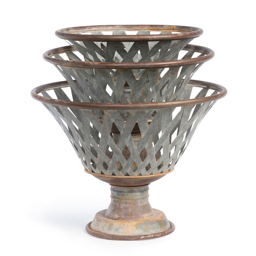 Woven Metal Footed Bowl Set of 3. - Bombay Mercantile