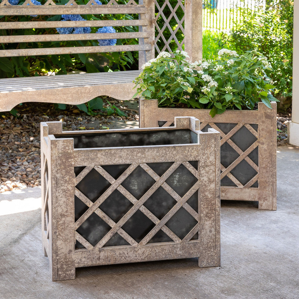 Lattice Iron Garden Planter - Bombay Mercantile