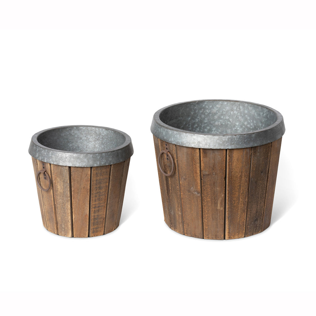 Galvanized Lined Wooden Planters - Bombay Mercantile