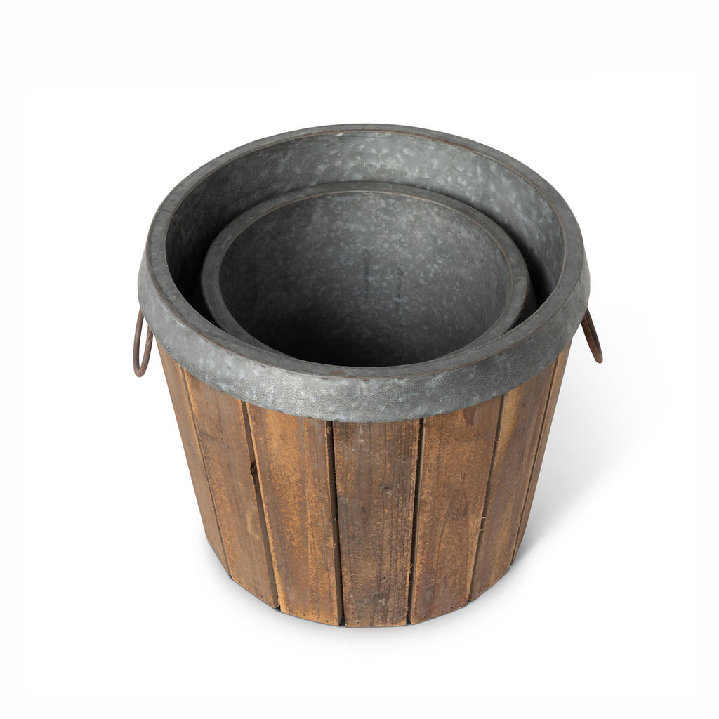 Galvanized Lined Wooden Planters - Bombay Mercantile