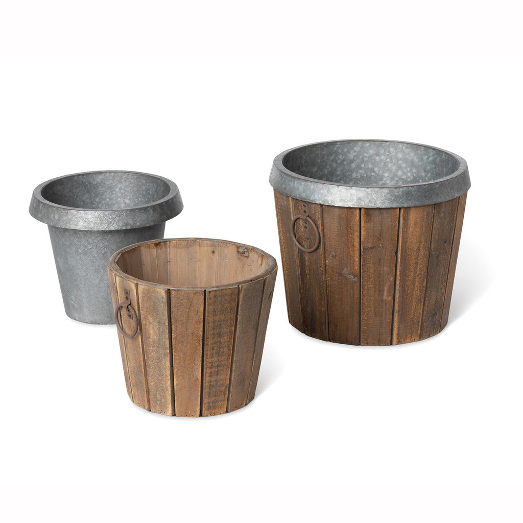 Galvanized Lined Wooden Planters - Bombay Mercantile