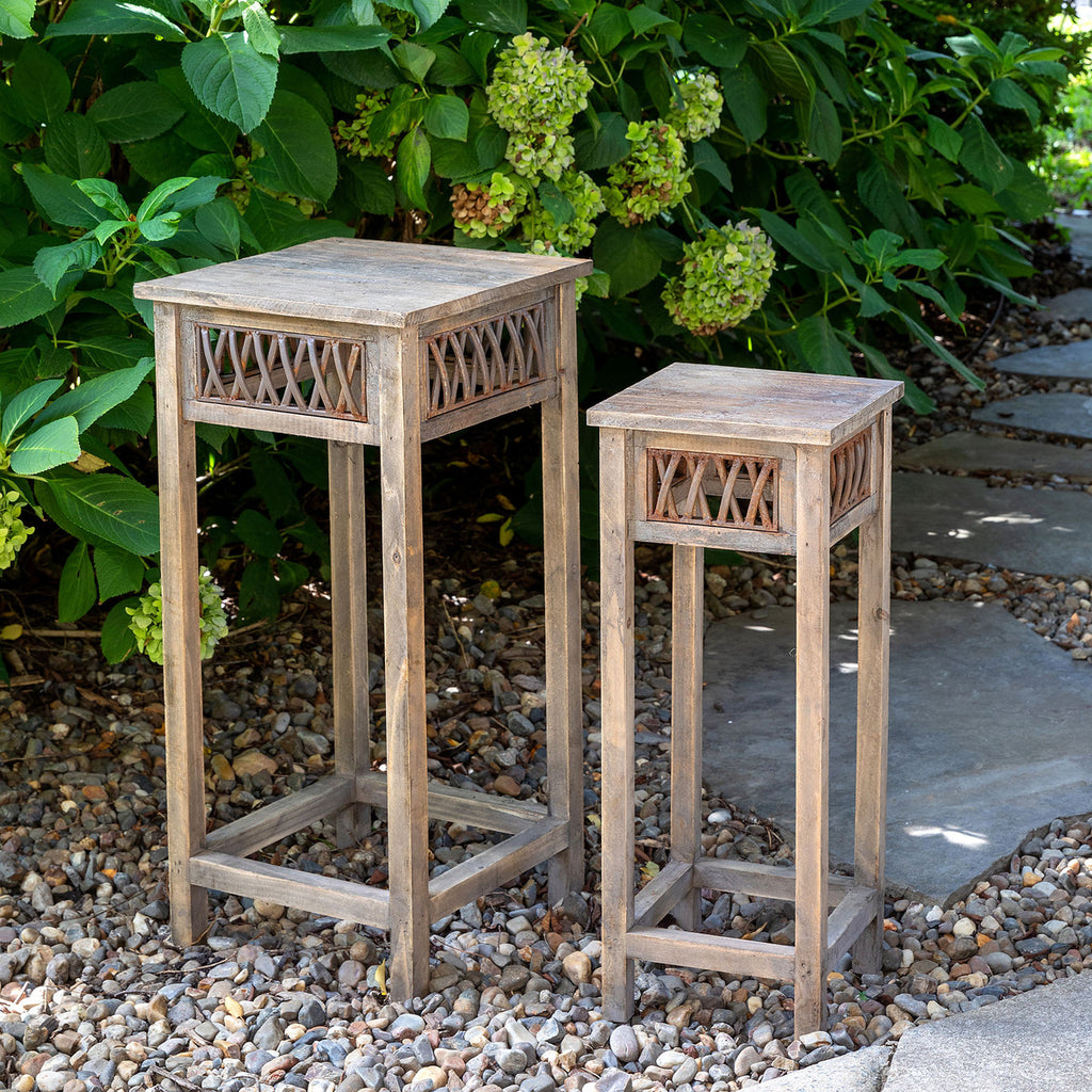 Iron Lattice Garden Pedestal - Bombay Mercantile