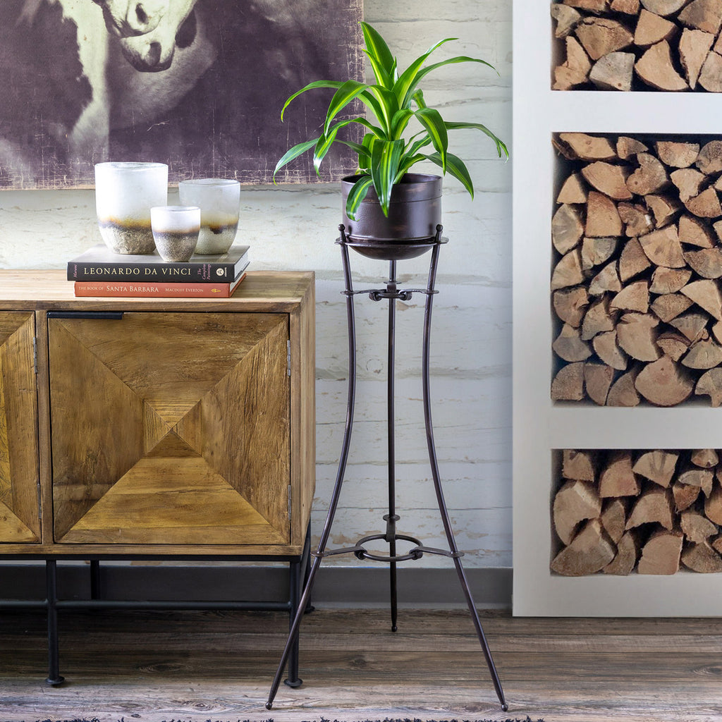 Portal Metal Stand and Pot, Tall - Bombay Mercantile