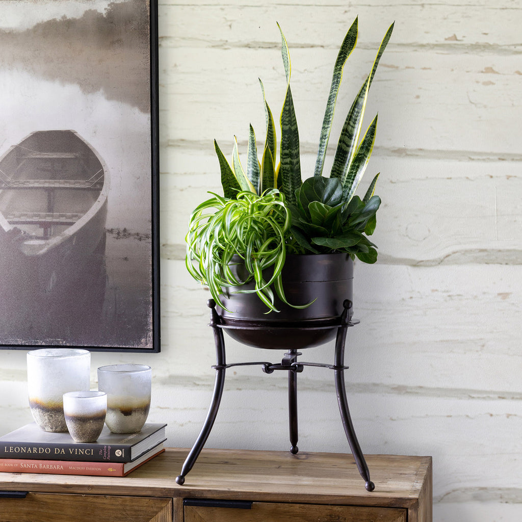 Portal Metal Stand and Pot, Short - Bombay Mercantile