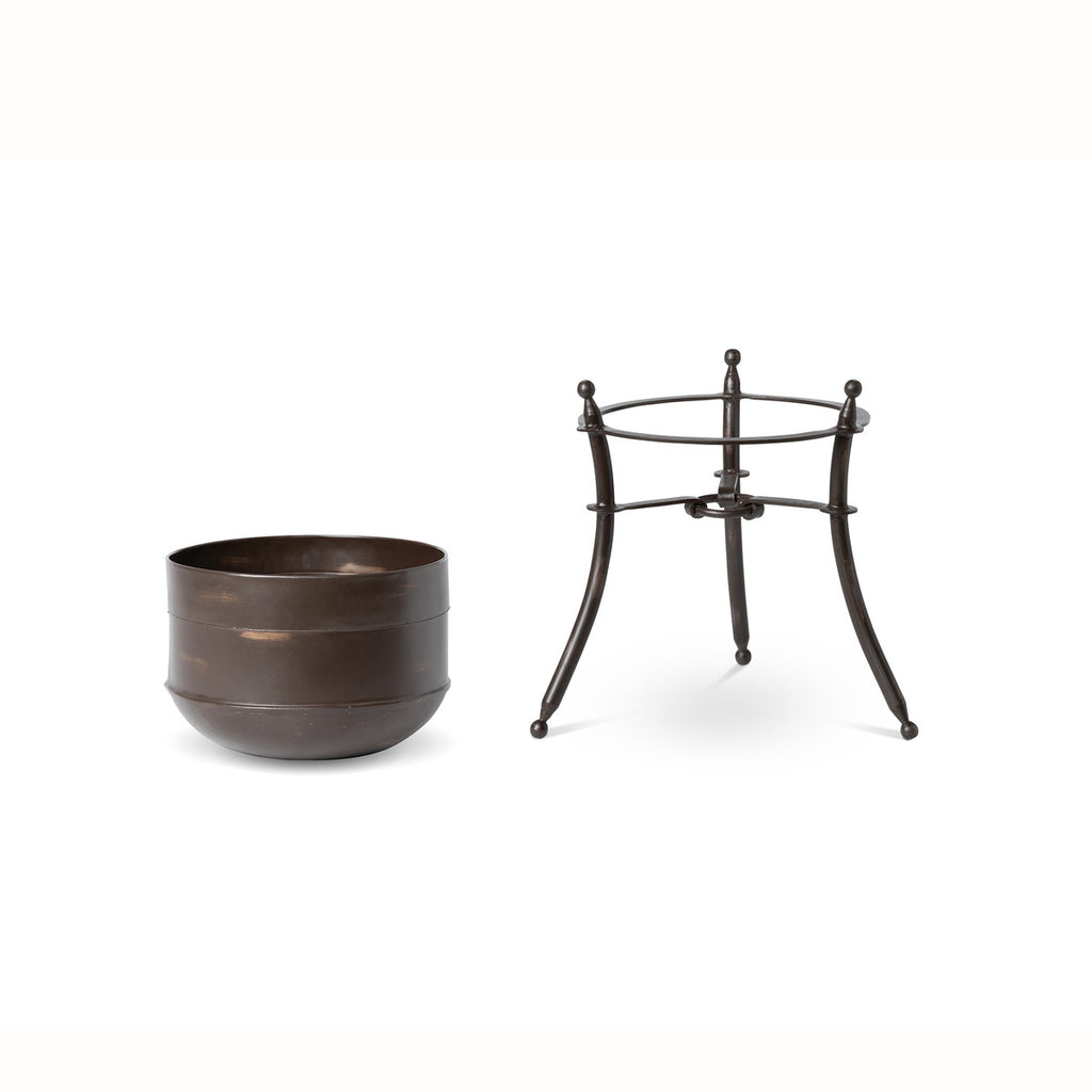 Portal Metal Stand and Pot, Short - Bombay Mercantile