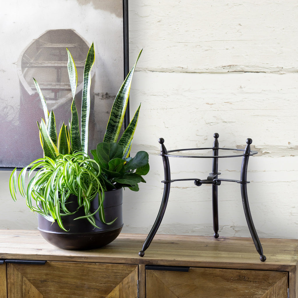 Portal Metal Stand and Pot, Short - Bombay Mercantile