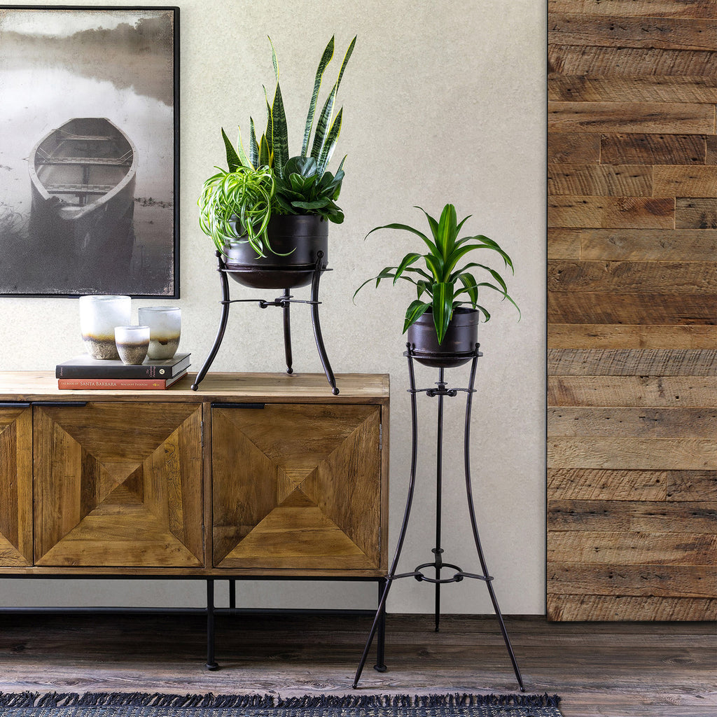 Portal Metal Stand and Pot, Short - Bombay Mercantile
