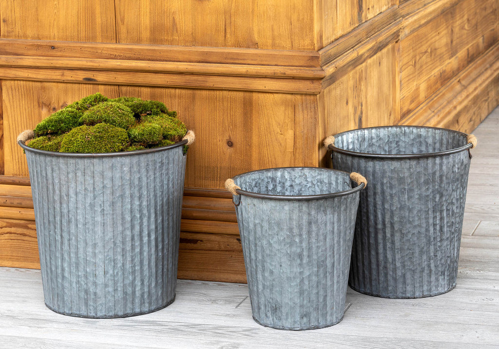 Galvanized Flower Bucket - Bombay Mercantile