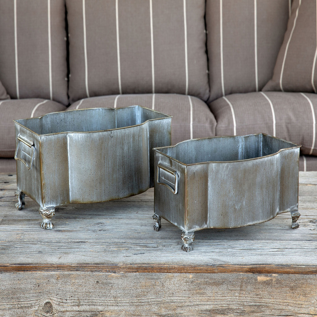 Footed Metal Planter, Set of 2 - The Nifty Decor
