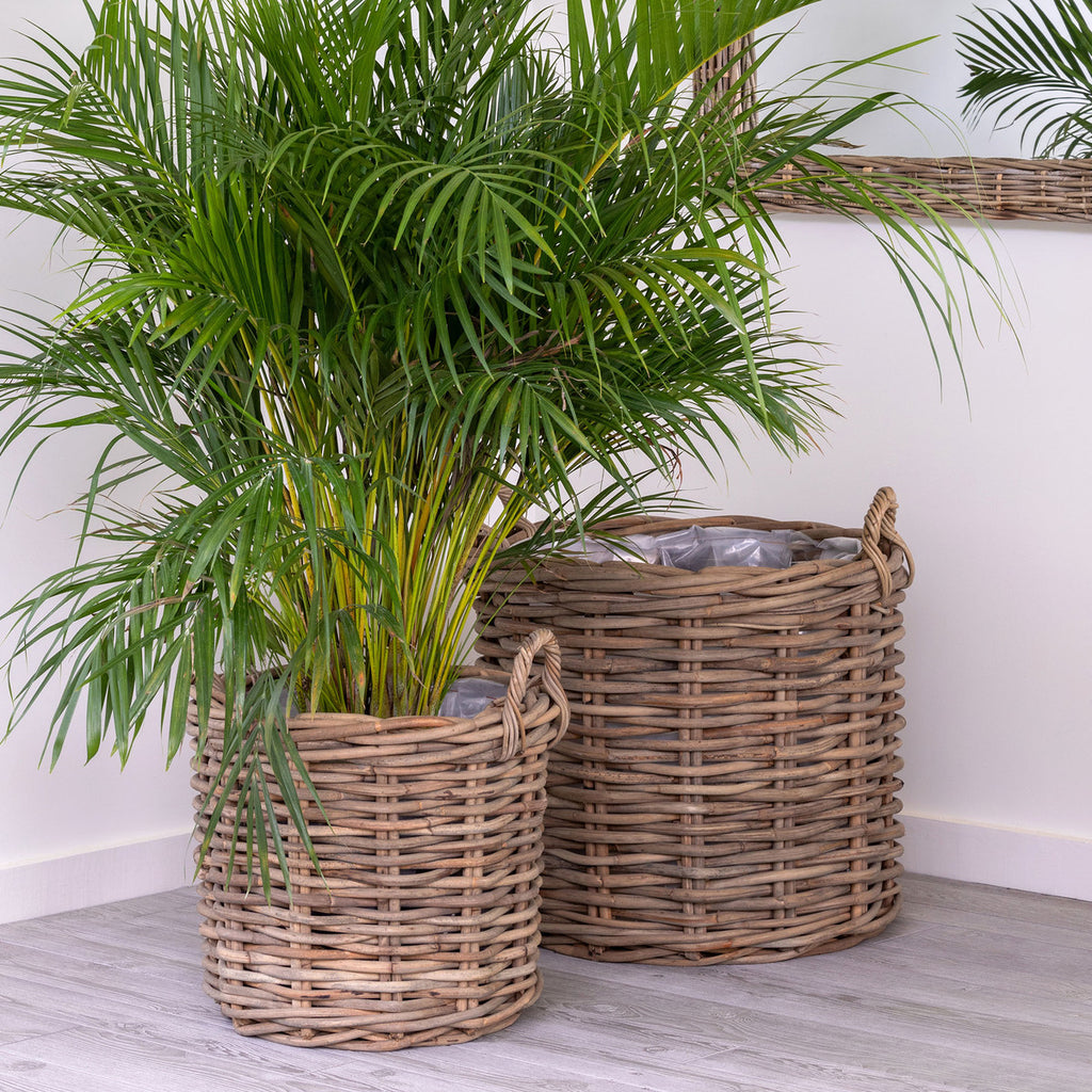 Handwoven Rattan Floor Basket, set of 2 - Bombay Mercantile