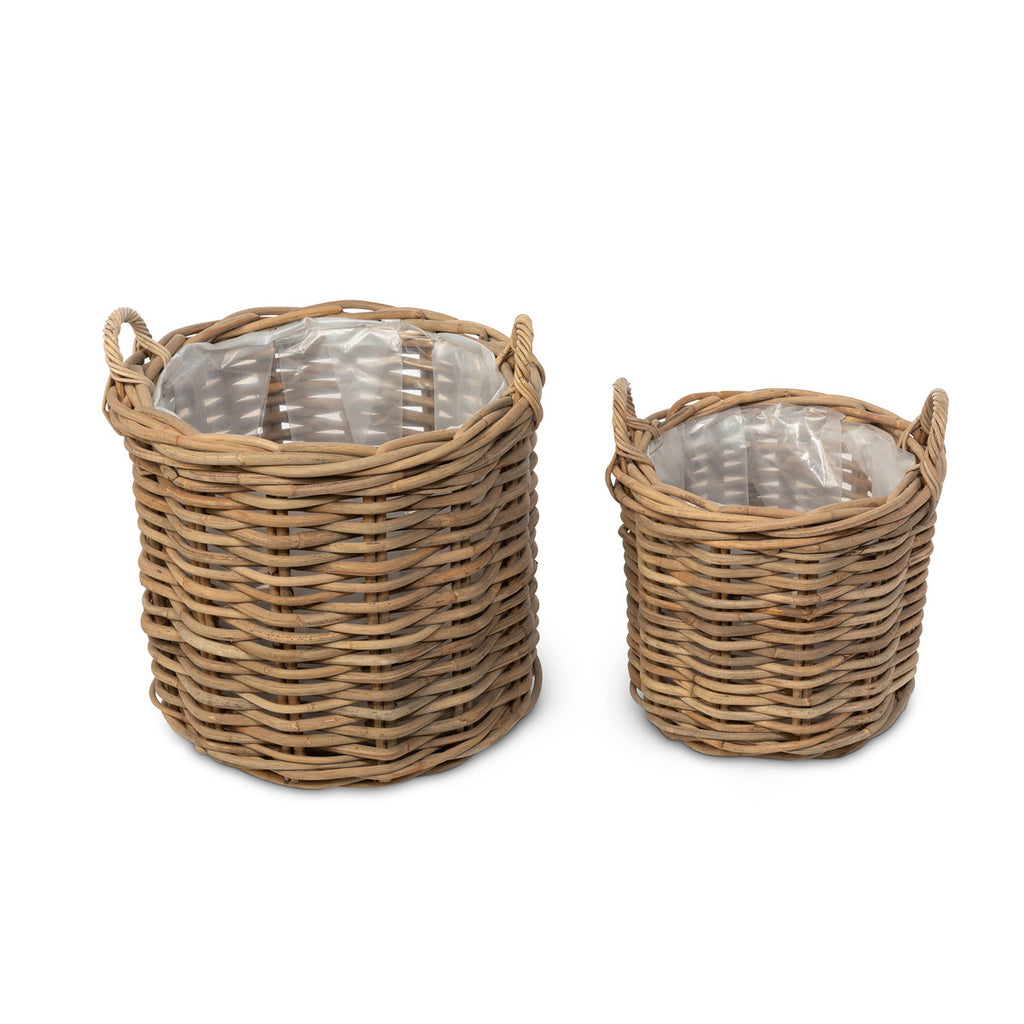 Handwoven Rattan Floor Basket, set of 2 - Bombay Mercantile