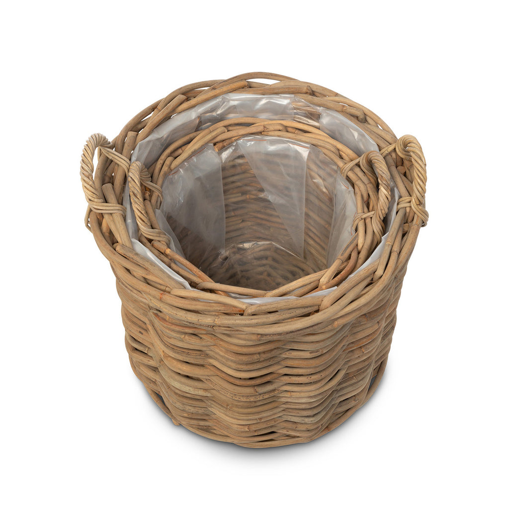 Handwoven Rattan Floor Basket, set of 2 - Bombay Mercantile
