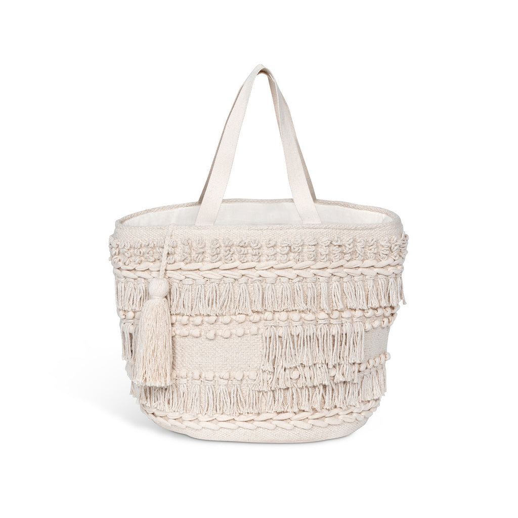 Marlo Fringe Cotton Basket - Bombay Mercantile