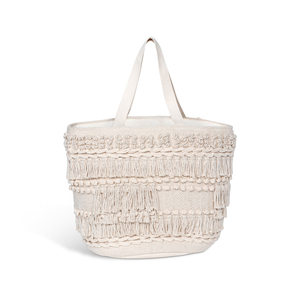 Marlo Fringe Cotton Basket - Bombay Mercantile