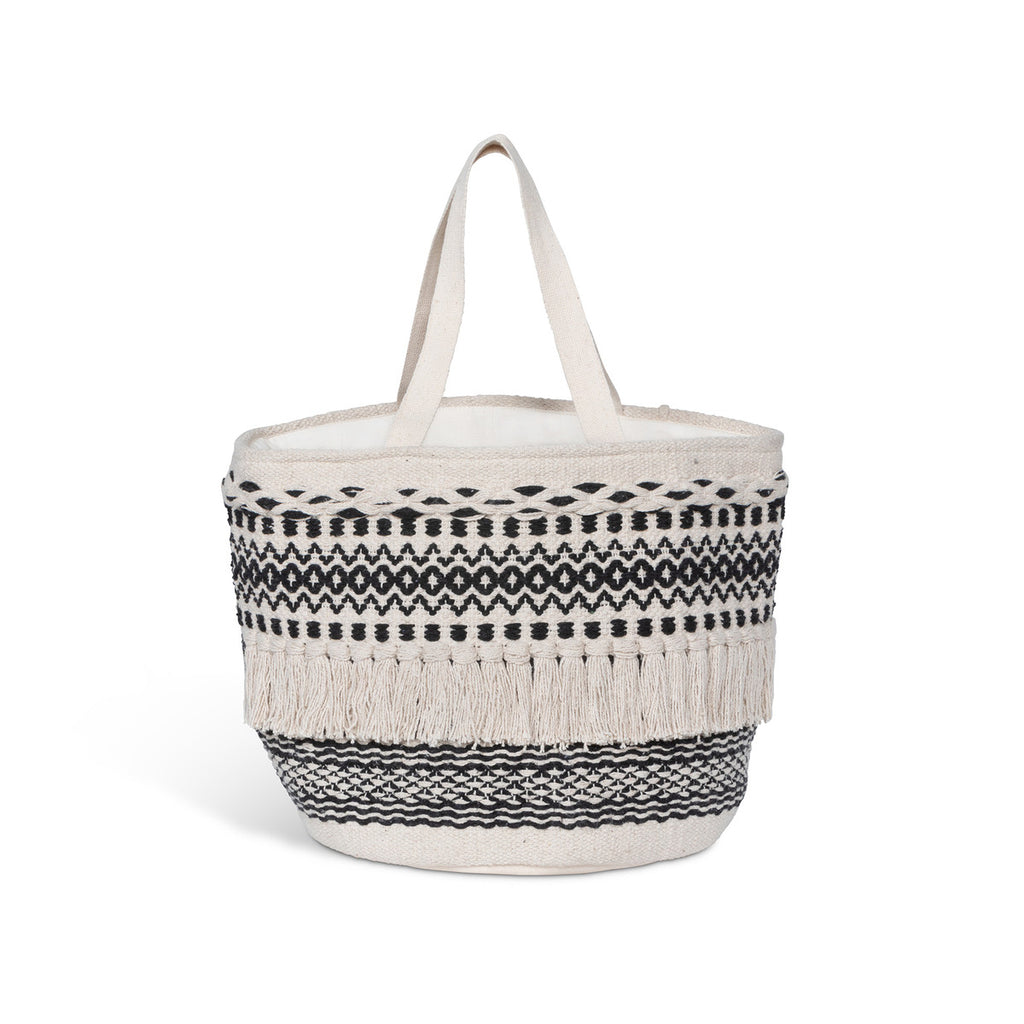 Janis Fringe Cotton Basket - Bombay Mercantile