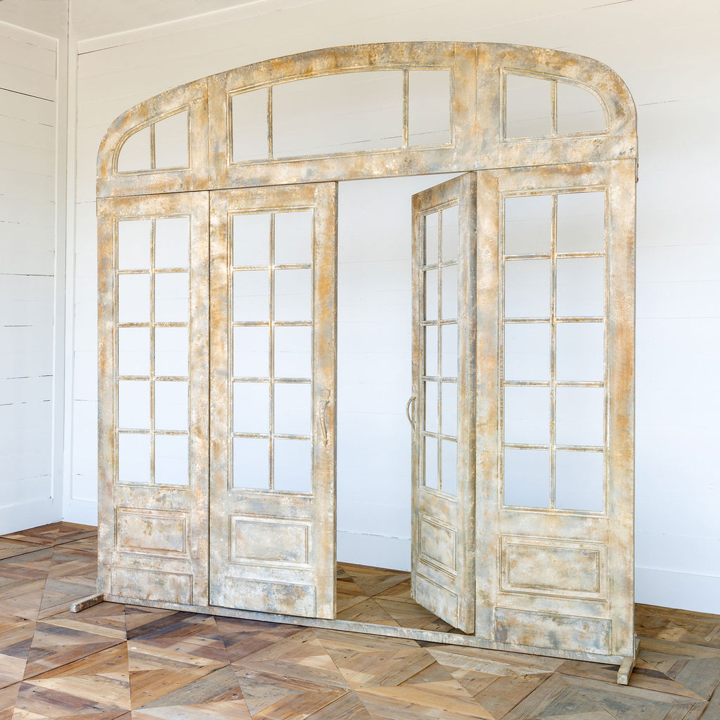 Metal French Door with Top and Side Facade - Bombay Mercantile
