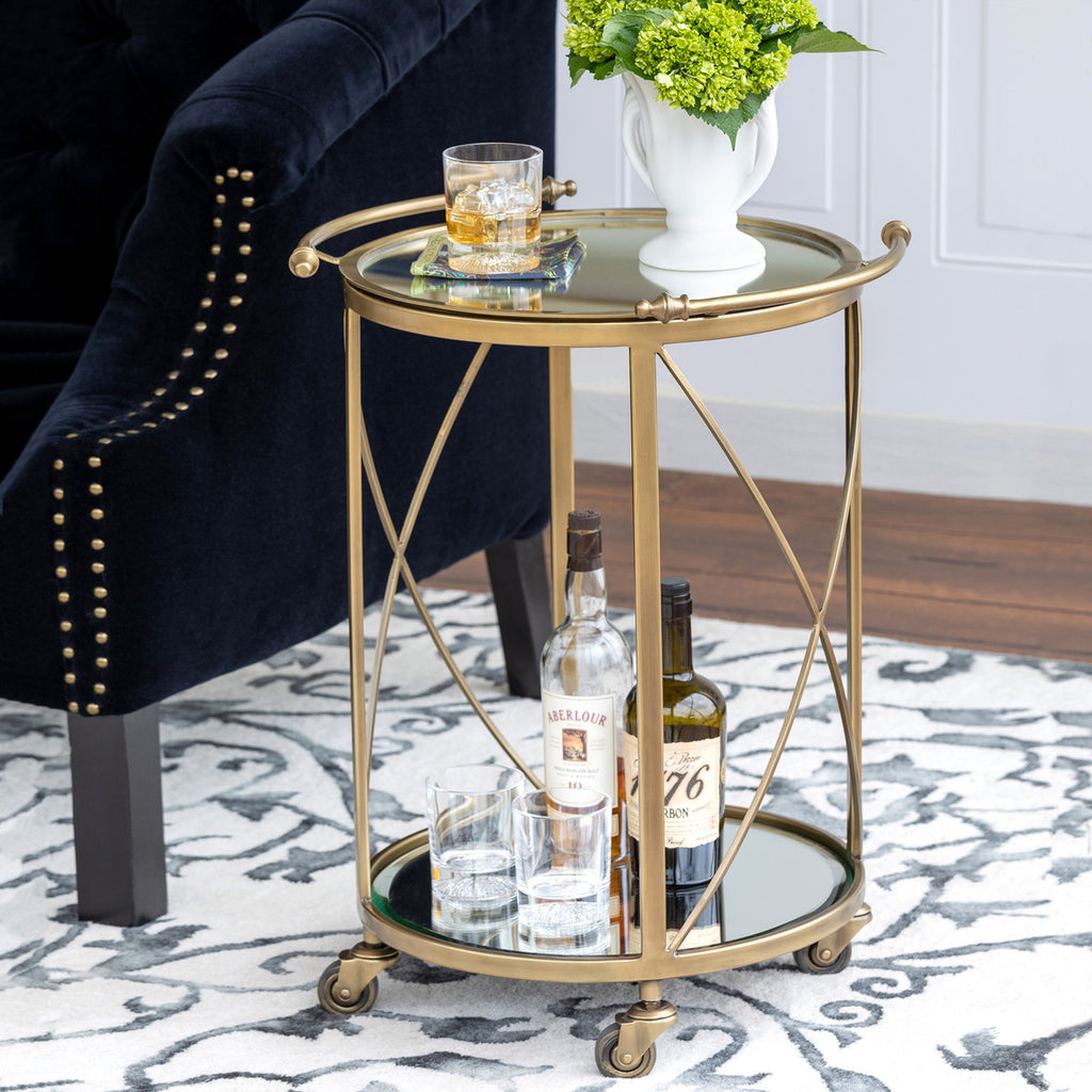 Hampton Round Tray Serving Cart - Bombay Mercantile