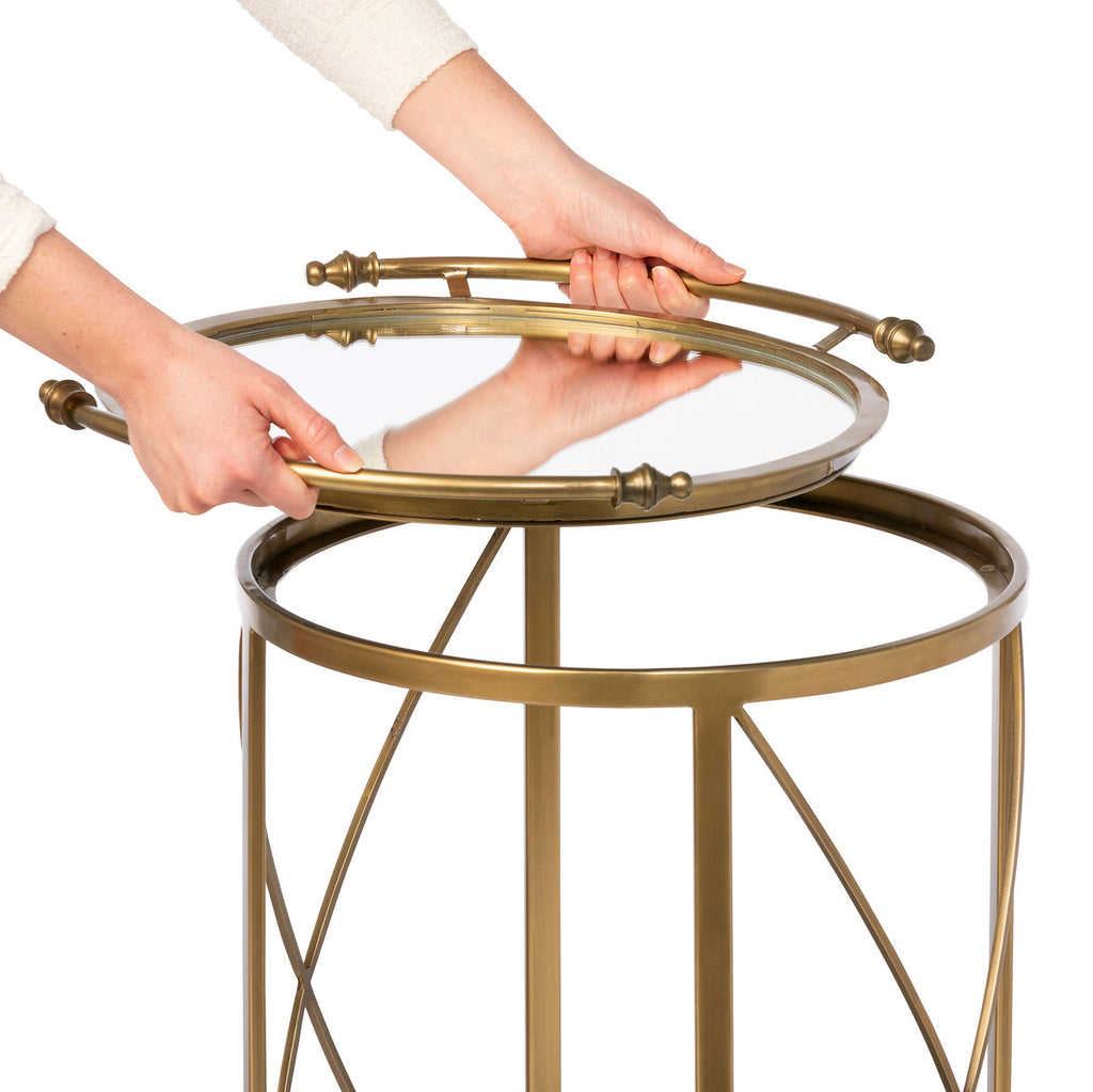 Hampton Round Tray Serving Cart - Bombay Mercantile