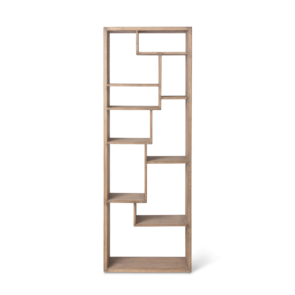 Geometric Wooden Etagere - Bombay Mercantile