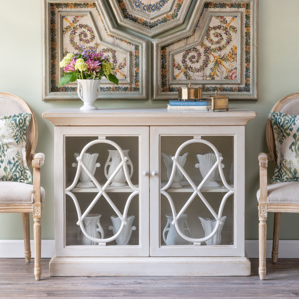Adeline Wood Console with Glass Doors - Bombay Mercantile
