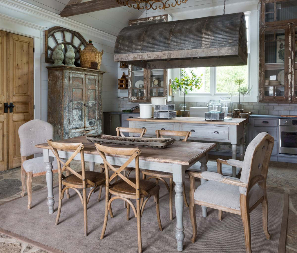 Painted French Island with Old Elm Top - Bombay Mercantile