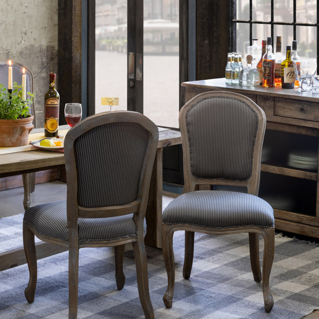 Grey Stripe Dining Chair - Bombay Mercantile