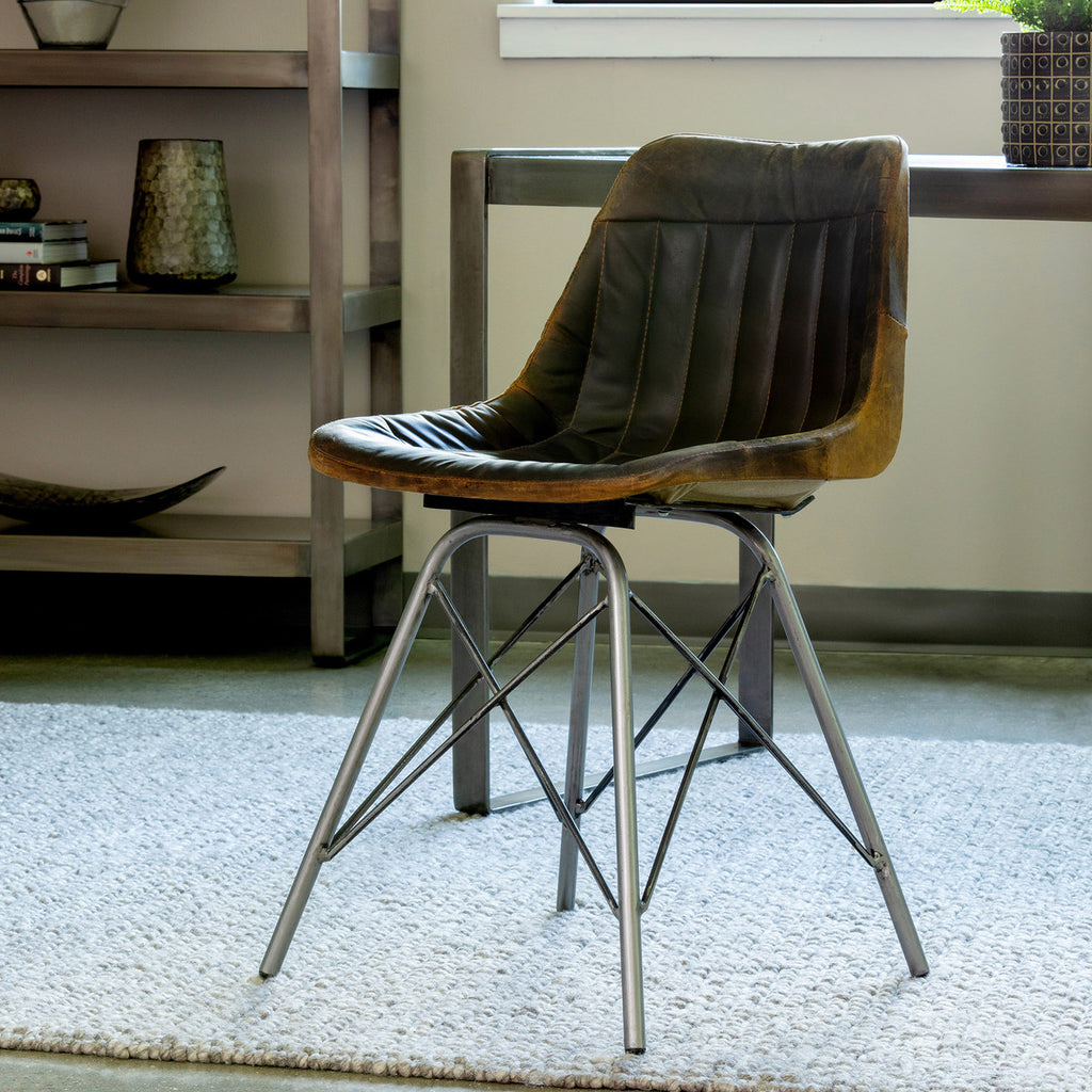 Industrial Leather Desk Chair - Bombay Mercantile