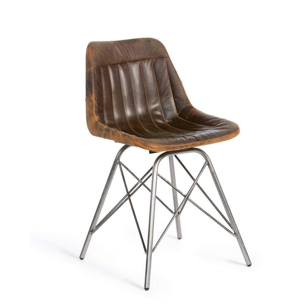 Industrial Leather Desk Chair - Bombay Mercantile
