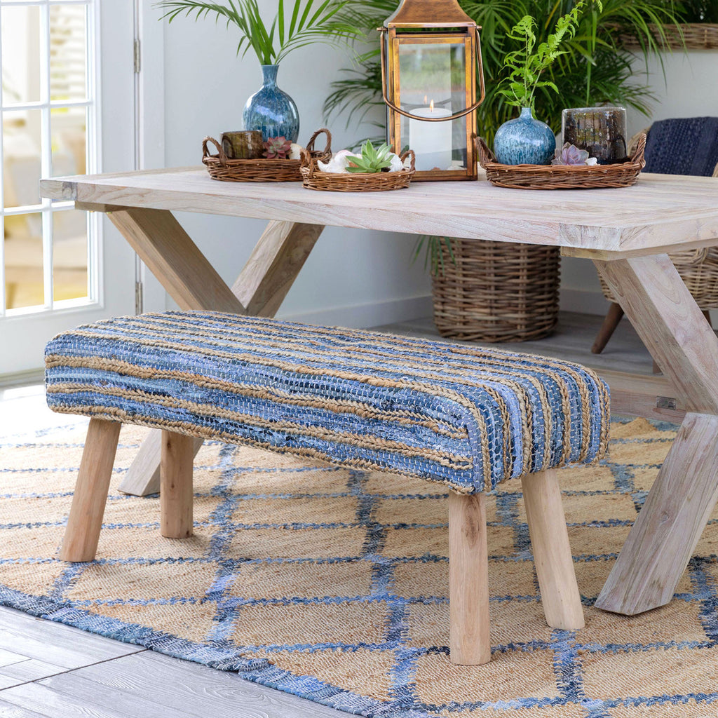 Hemp and Recycled Denim Bench - Bombay Mercantile