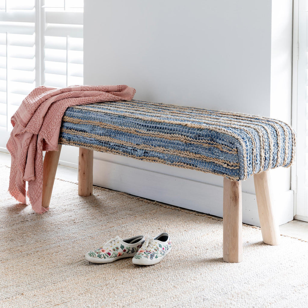 Hemp and Recycled Denim Bench - Bombay Mercantile