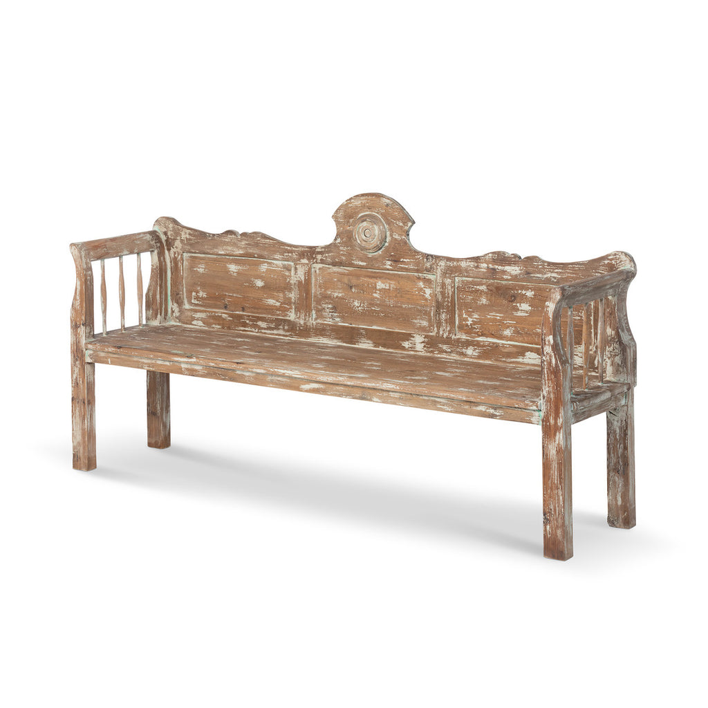 Aged Painted Bench - Bombay Mercantile