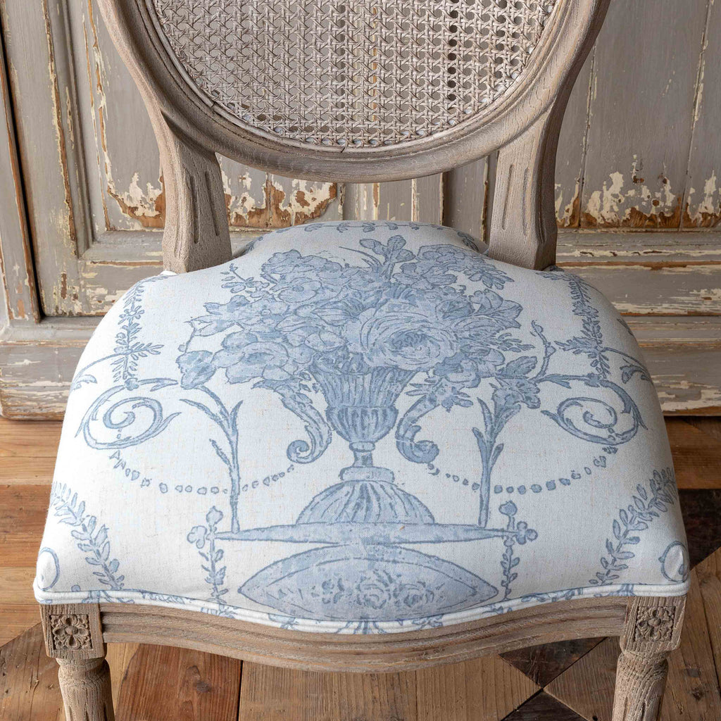 French Blue Bouquet Cane Back Dining Chair - Bombay Mercantile