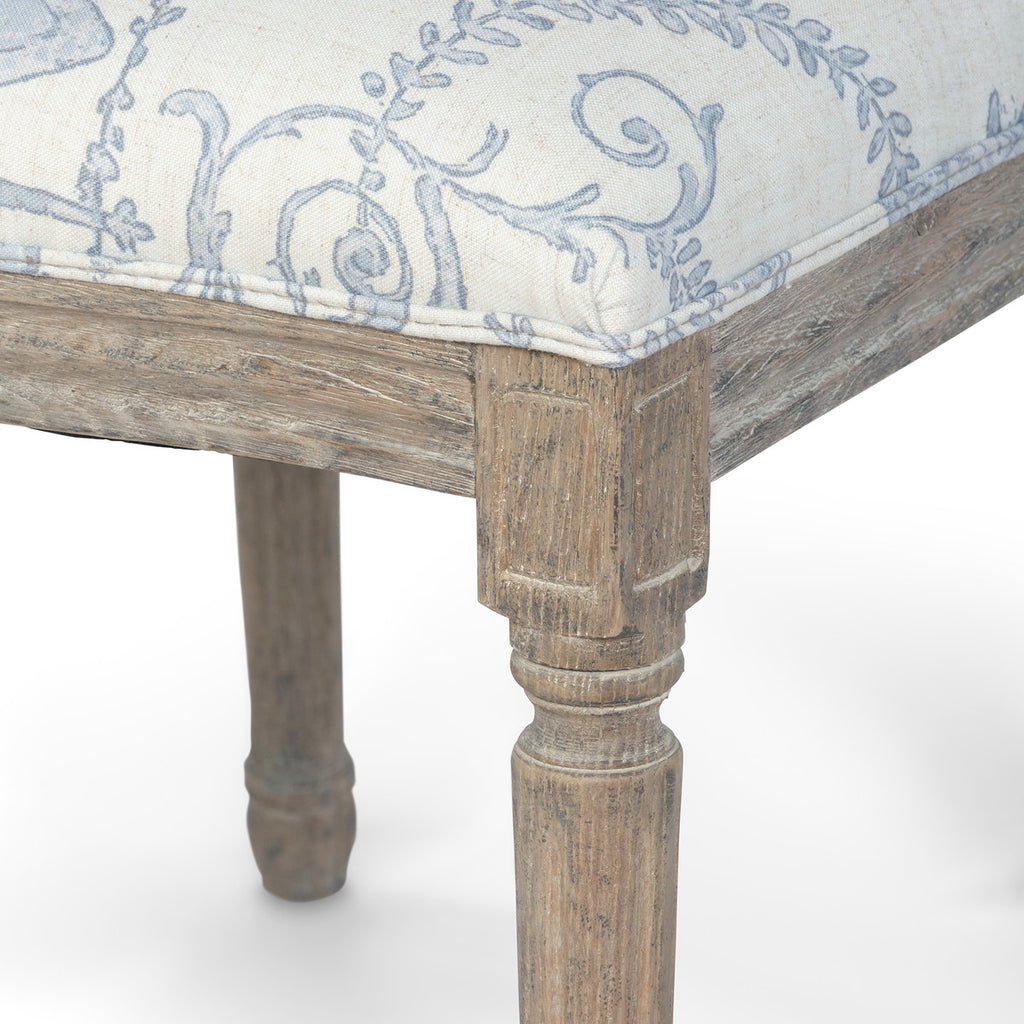 French Blue Bouquet Cane Back Dining Chair - Bombay Mercantile