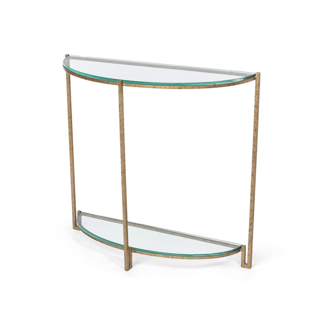 Naomi Iron and Glass Demi Lune Table - Bombay Mercantile