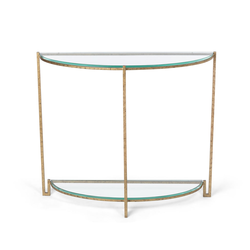 Naomi Iron and Glass Demi Lune Table - Bombay Mercantile