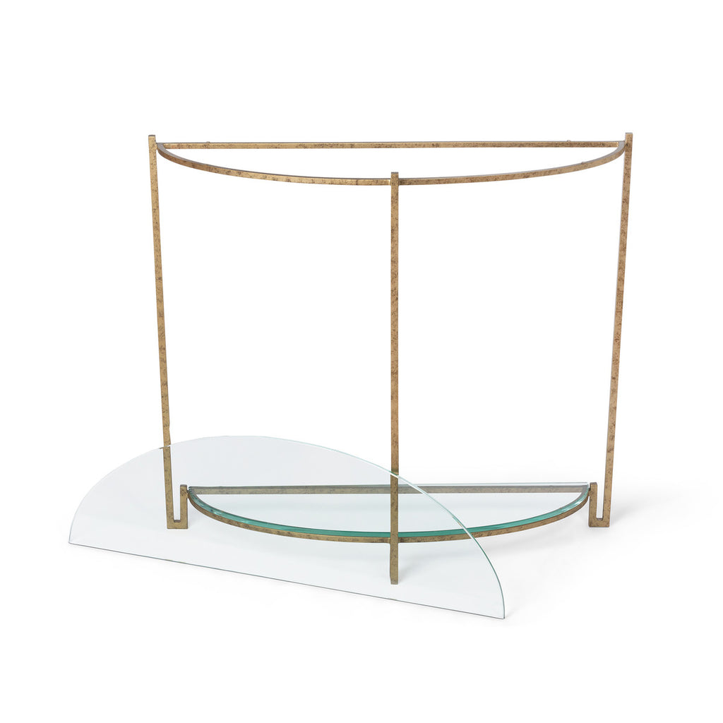 Naomi Iron and Glass Demi Lune Table - Bombay Mercantile