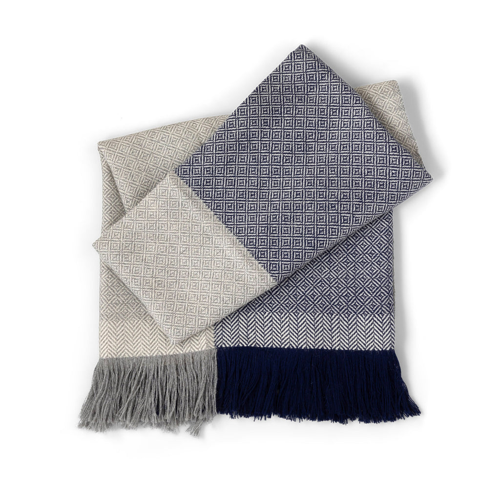 Herringbone Pattern Alpaca Wool Throw - Bombay Mercantile