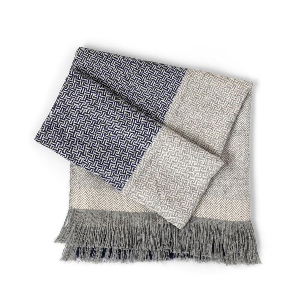 Herringbone Pattern Alpaca Wool Throw - Bombay Mercantile