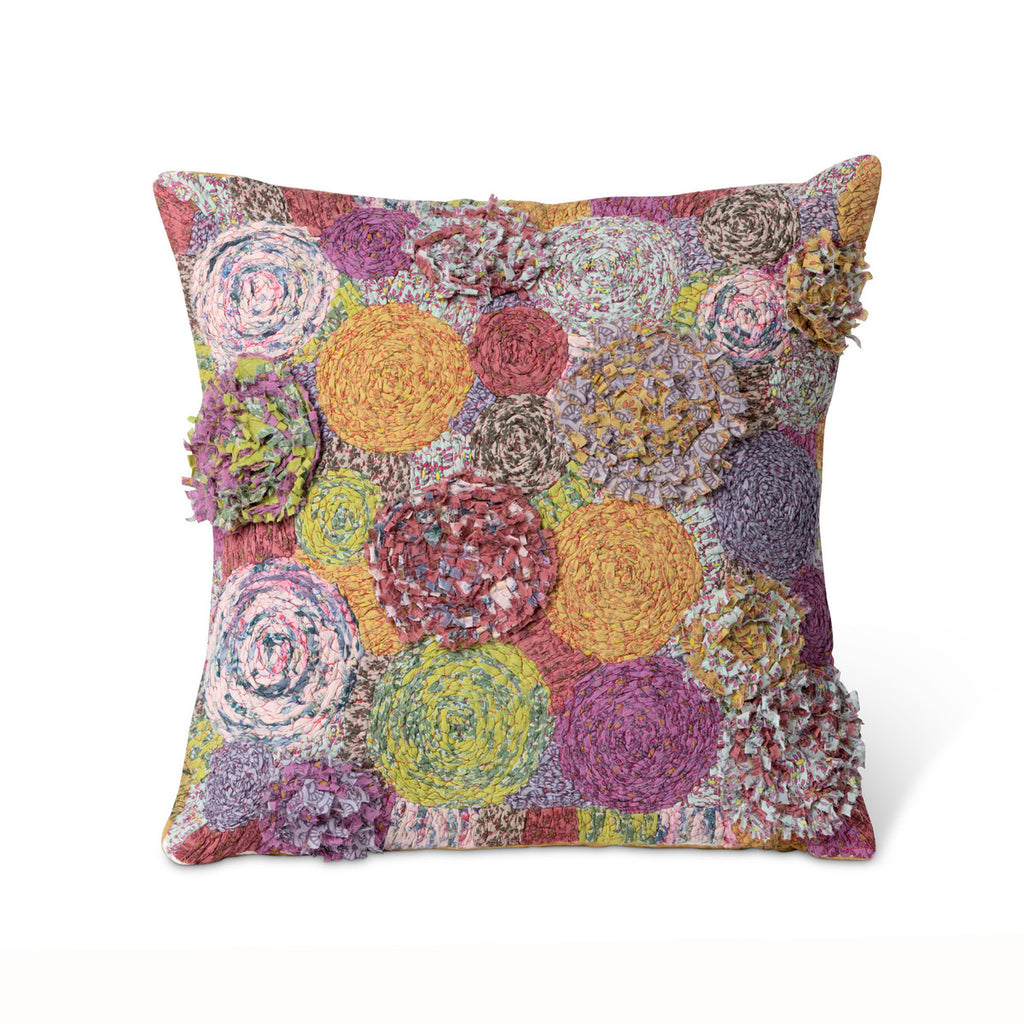 Handstitched Flower Burst Pattern Pillow - Bombay Mercantile