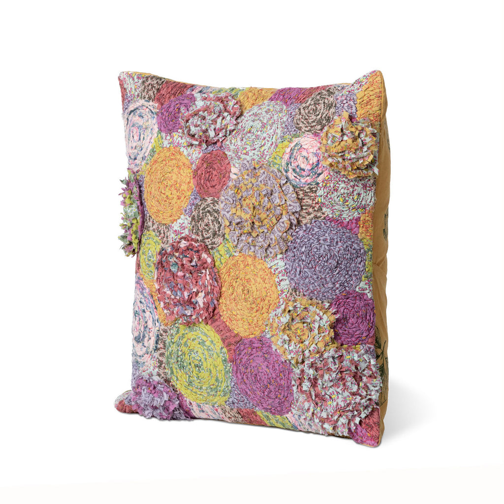 Handstitched Flower Burst Pattern Pillow - Bombay Mercantile