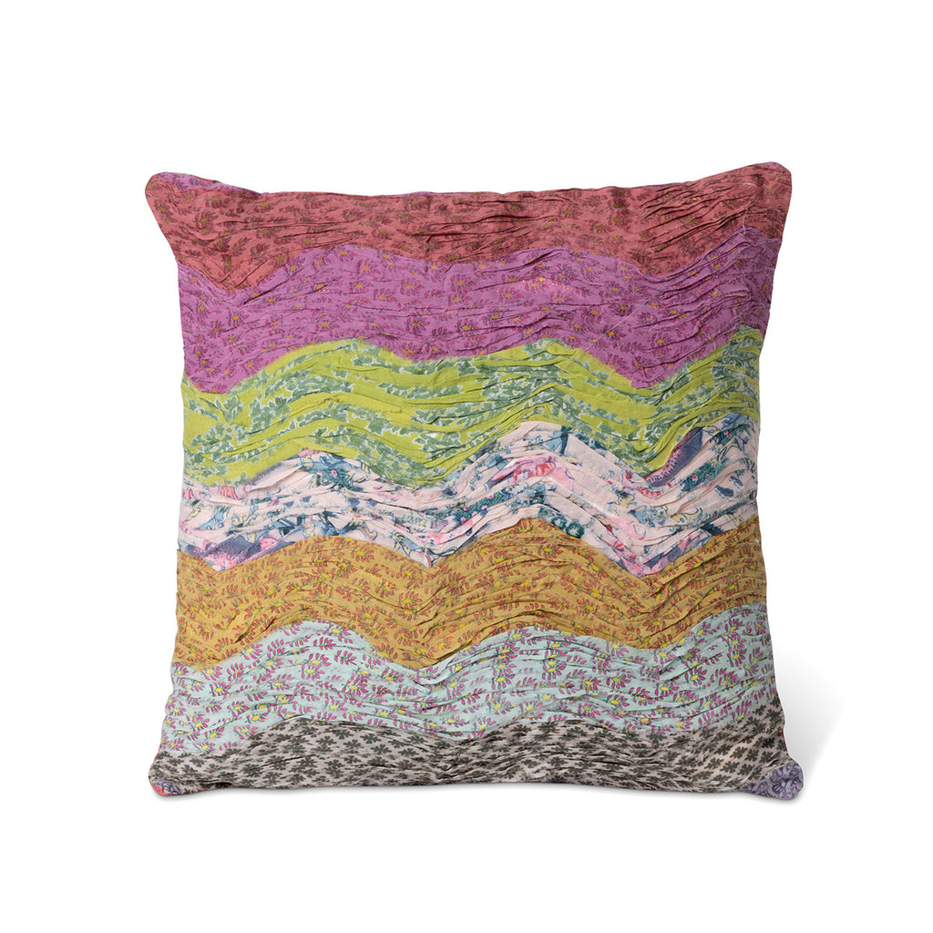 Handstitched Wave Pattern Pillow - Bombay Mercantile