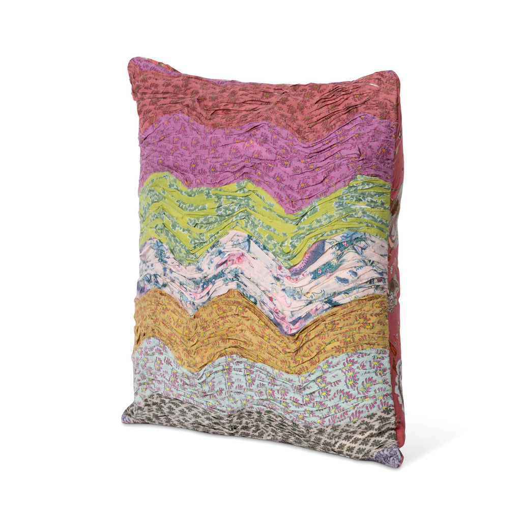 Handstitched Wave Pattern Pillow - Bombay Mercantile