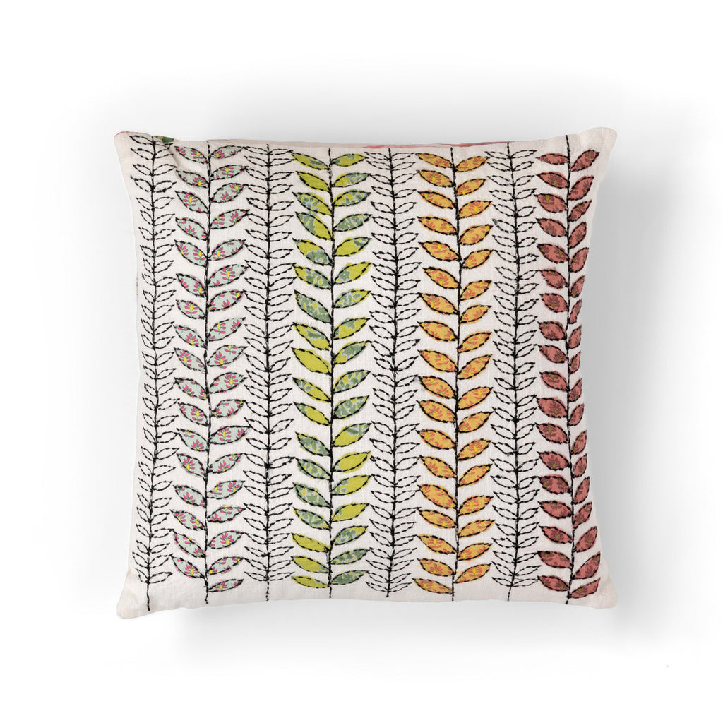 Embroidered Vine Pattern Pillow - Bombay Mercantile