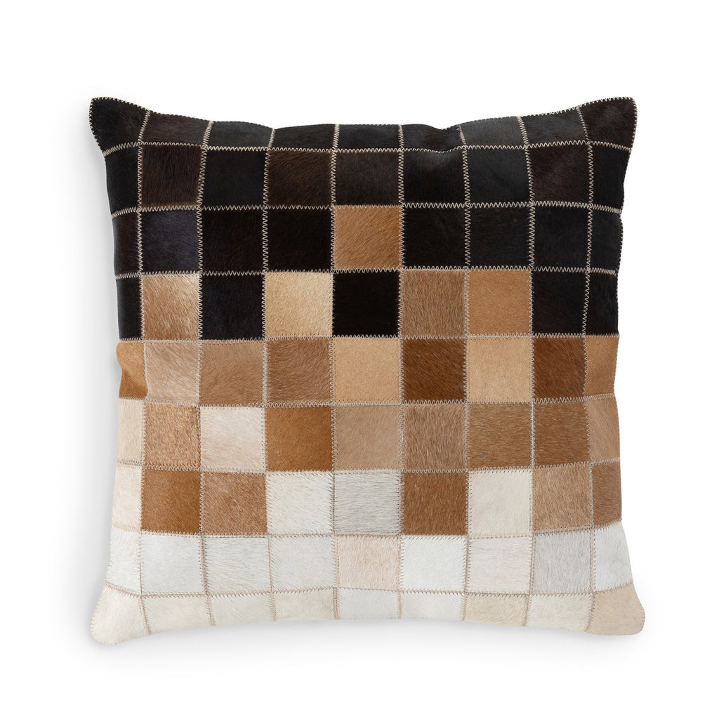 Hair-On Hide Leather Patchwork Pillow - Bombay Mercantile