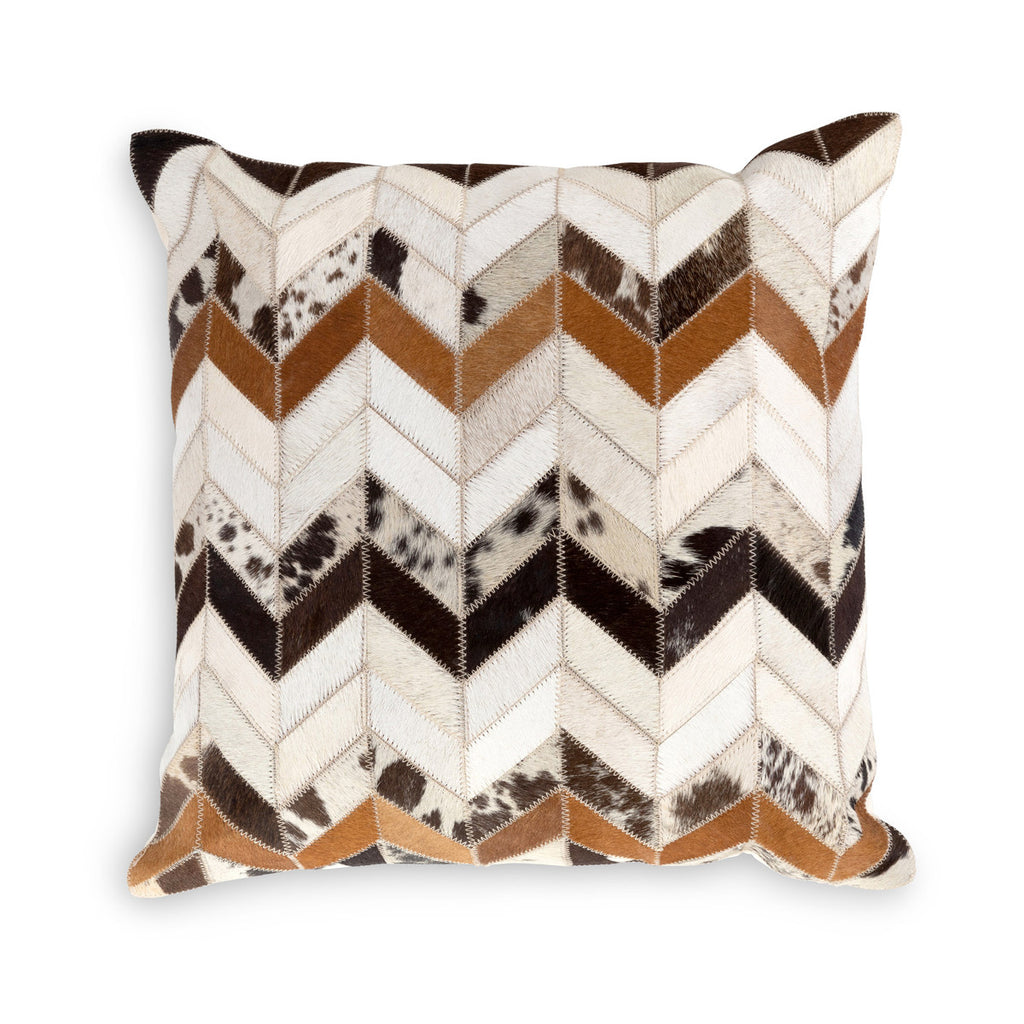 Hair-On Hide Leather Patchwork Pillow - Bombay Mercantile