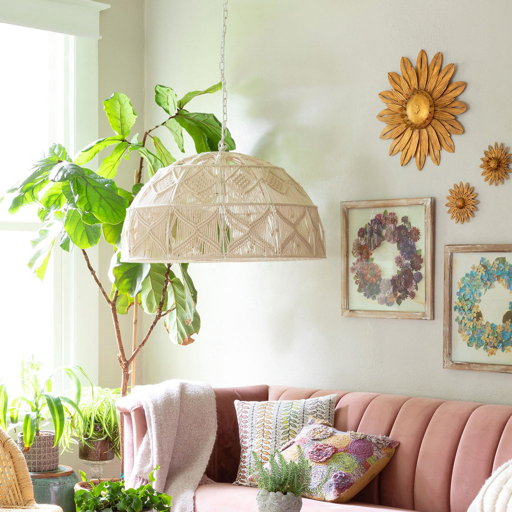 Aria Macrame Dome Pendant - Bombay Mercantile