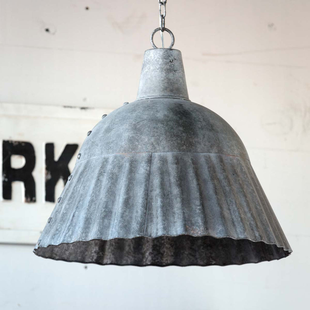 Fluted Galvanized Pendant Light Fixture - Bombay Mercantile